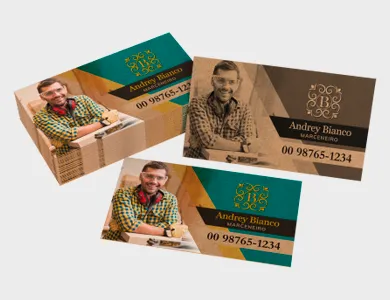 Cartão de Visita com 4 Cantos Arredondados Kraft 240g com Tinta Branca Sem Verniz 9x5cm - 4x0