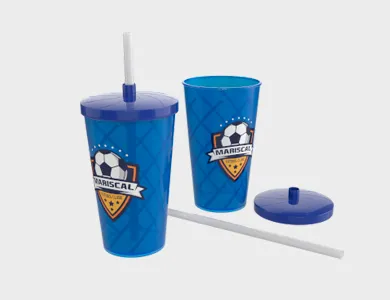 Copo Tornado com Tampa e Canudo 540ml - Impressão Colorida - 4x0