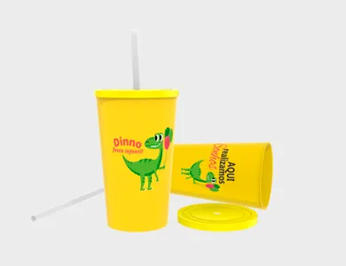Copo Twister com Tampa e Canudo 575ml - Impressão Colorida - 4x4