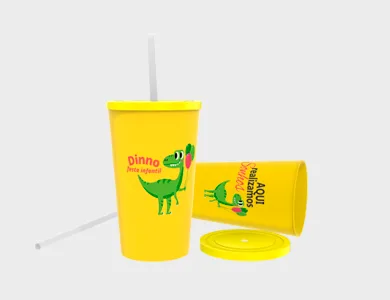 Copo Twister com Tampa e Canudo 575ml - Impressão Colorida - 4x4