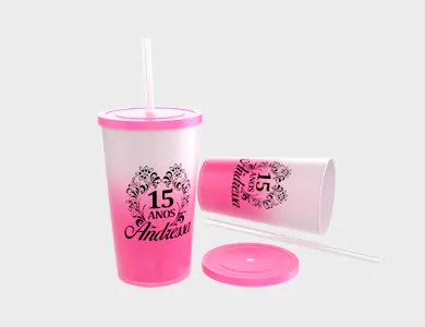 Copo Twister Degradê com Tampa e Canudo 575ml - 1 Cor de Impressão - 1x1