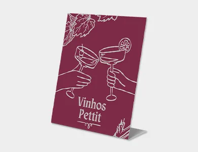 Displays de Mesa Tipo L em PVC 0,76mm Cristal frente e verso 22,15x14,4cm - 4x0