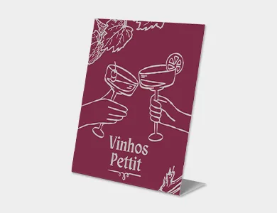 Displays de Mesa Tipo L em PVC 0,76mm Cristal frente e verso 22,15x14,4cm - 4x0
