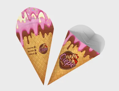 Embalagem Cone Kraft 240g sem Película Antigordura 12x13,5cm - 4x0