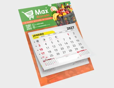 Folhinha com Bloco de Calendário 2027 Couchê 300g Sem Verniz 20x27cm - 4x0