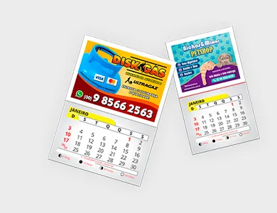 Ímã de Geladeira Promocional com Bordas Brancas e Bloco de Calendário 2027 4x5cm - 4x0