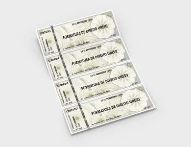 Ingresso de Segurança Numerado Papel Filigranado 120g 21x7,5 cm - 4x0