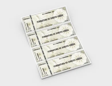 Ingresso de Segurança Numerado Papel Filigranado 120g 21x7,5 cm - 4x0