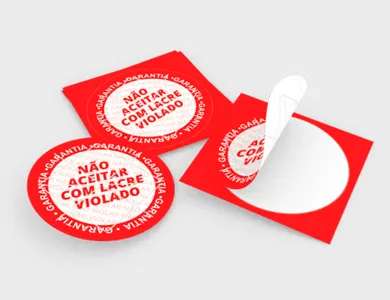 Lacre de Segurança Redondo Adesivo Papel Sem Verniz 4x4 cm - 4x0
