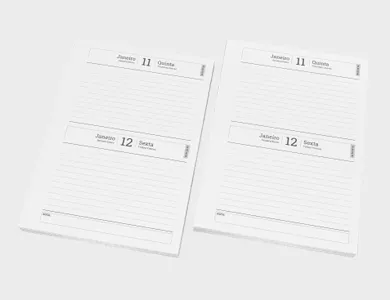 Miolo de Agenda A5 Sulfite 75g PB - Modelo Dois Dias por Página 2027 - 1x1