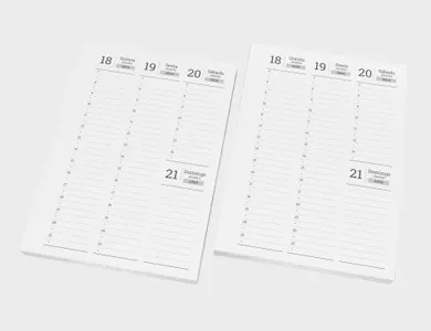 Miolo de Agenda A5 Sulfite 75g PB - Modelo Semanal 2027 - 1x1