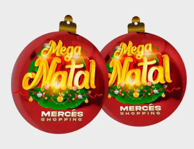 Móbile Bolinha de Natal Grande PVC 0,3 mm Verniz Frente e Verso 17,4x20,4 cm - 4x4