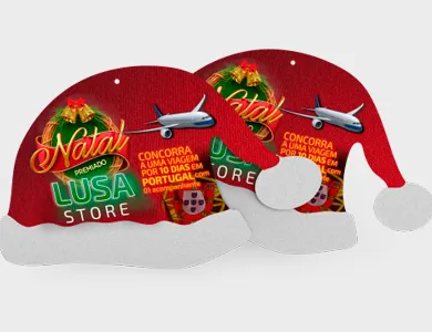 Móbile Gorro de Papai Noel Grande PVC 0,3 mm Verniz Total Frente e Verso 35,6x22 cm - 4x4