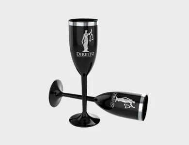 Taça de Champagne com Borda Metalizada 215ml - 1 Cor de Impressão - 1x0