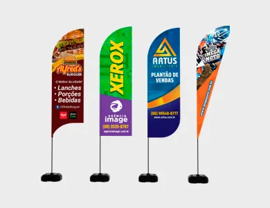 Wind Banner Gigante com Base de Plástico Tecido Helanca 75x320cm - 4x4