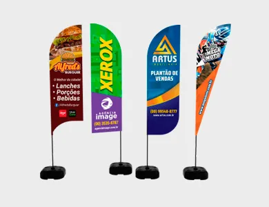 Wind Banner Grande com Base de Plástico Tecido Microfibra 75x220cm - 4x4