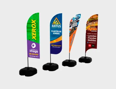 Wind Banner Mini com Base de Plástico Tecido Helanca 50x150cm - 4x4