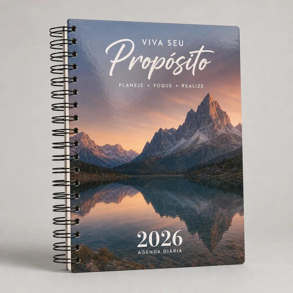 Agenda Diária A5 2026 Capa Maleável 328 Páginas 14,95x21cm (Supremo 300g Verniz Total Frente) - 4x0