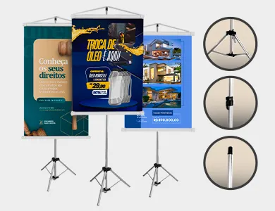 Banner em Lona 280g com Suporte Tripé 70x120cm - 4x0